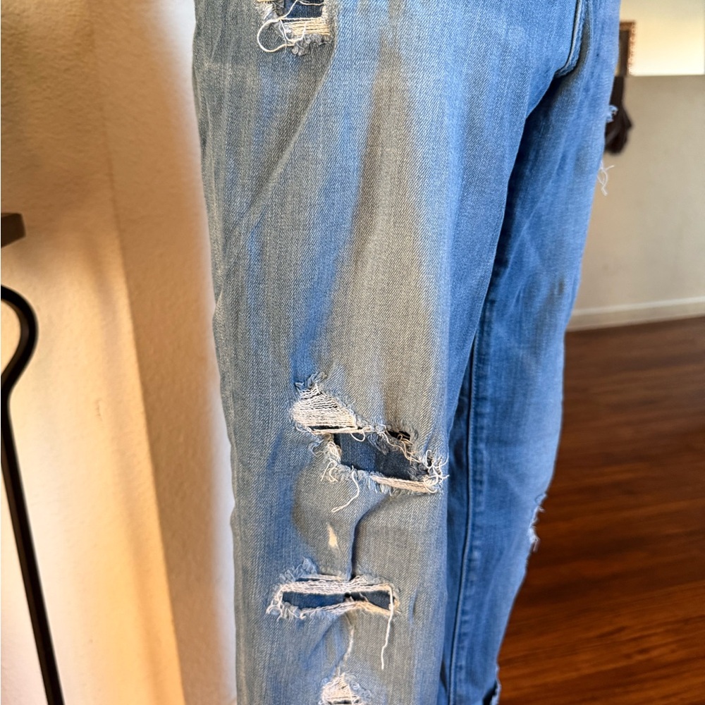 New York & Company Light Wash Cuffed Ankle Jeans Distressed - Picture 5 of 9